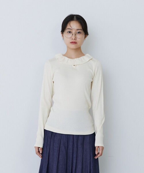 conges payes ADIEU TRISTESSE（コンジェ ペイエ アデュートリステス）の「フリルカラーインナーカットソー（Tシャツ/カットソー・レディース・キナリ/グレー系その他/ブラック・FREE）」の18枚目の写真