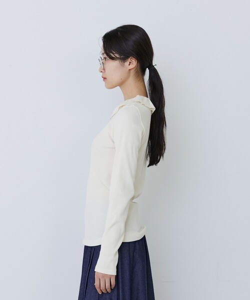 conges payes ADIEU TRISTESSE（コンジェ ペイエ アデュートリステス）の「フリルカラーインナーカットソー（Tシャツ/カットソー・レディース・キナリ/グレー系その他/ブラック・FREE）」の19枚目の写真