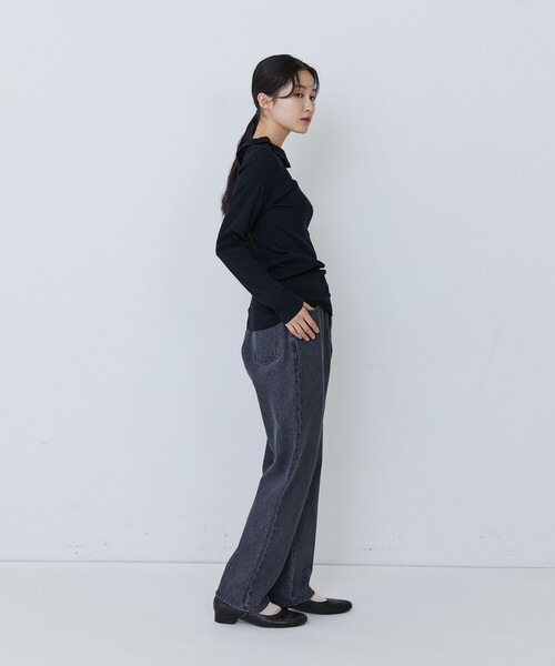 conges payes ADIEU TRISTESSE（コンジェ ペイエ アデュートリステス）の「フリルカラーインナーカットソー（Tシャツ/カットソー・レディース・キナリ/グレー系その他/ブラック・FREE）」の22枚目の写真