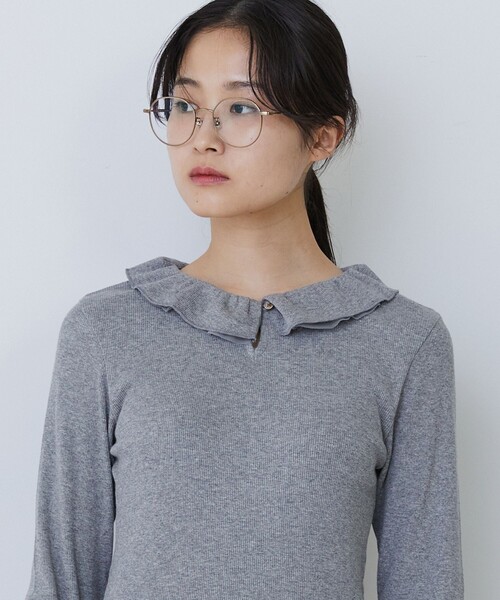 conges payes ADIEU TRISTESSE（コンジェ ペイエ アデュートリステス）の「フリルカラーインナーカットソー（Tシャツ/カットソー・レディース・キナリ/グレー系その他/ブラック・FREE）」の10枚目の写真