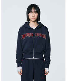 AAMBITION（アアンビション）の「ブークルクロップフードジップアップ（ネイビー）（パーカー）」