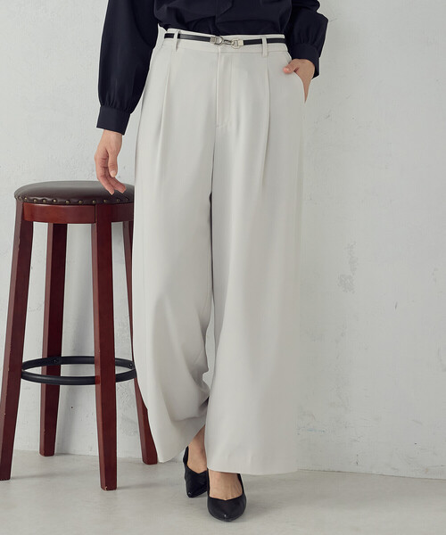 COMME CA ISM(コムサイズム)の「【宮城舞さん着用】【セットアップ対応】ポリエステルツイル タックワイドパンツ(その他パンツ・レディース・グレー/ネイビー・X-SMALL/SMALL/MEDIUM/LARGE/X-LARGE)」の22枚目の写真