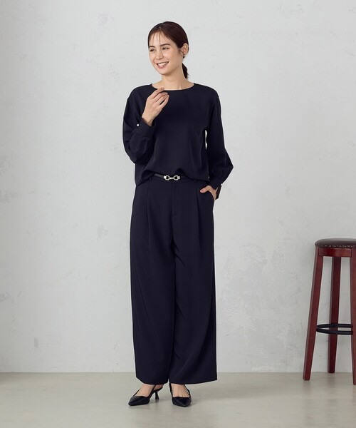 COMME CA ISM(コムサイズム)の「【宮城舞さん着用】【セットアップ対応】ポリエステルツイル タックワイドパンツ(その他パンツ・レディース・グレー/ネイビー・X-SMALL/SMALL/MEDIUM/LARGE/X-LARGE)」の19枚目の写真