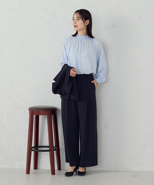 COMME CA ISM(コムサイズム)の「【宮城舞さん着用】【セットアップ対応】ポリエステルツイル タックワイドパンツ(その他パンツ・レディース・グレー/ネイビー・X-SMALL/SMALL/MEDIUM/LARGE/X-LARGE)」の17枚目の写真