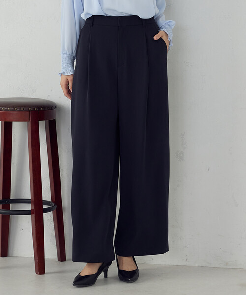 COMME CA ISM(コムサイズム)の「【宮城舞さん着用】【セットアップ対応】ポリエステルツイル タックワイドパンツ(その他パンツ・レディース・グレー/ネイビー・X-SMALL/SMALL/MEDIUM/LARGE/X-LARGE)」の13枚目の写真