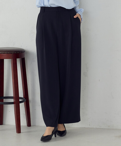 COMME CA ISM(コムサイズム)の「【宮城舞さん着用】【セットアップ対応】ポリエステルツイル タックワイドパンツ(その他パンツ・レディース・グレー/ネイビー・X-SMALL/SMALL/MEDIUM/LARGE/X-LARGE)」の12枚目の写真