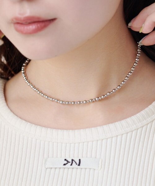 Kastane(カスタネ)の「【fiw.】メタルビーズネックレス(ネックレス・レディース・シルバー・FREE)」の1枚目の写真