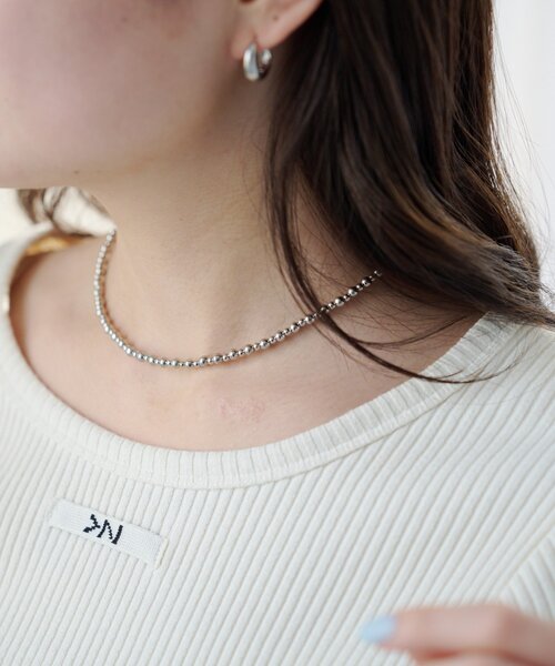 Kastane(カスタネ)の「【fiw.】メタルビーズネックレス(ネックレス・レディース・シルバー・FREE)」の2枚目の写真