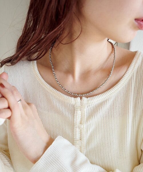 Kastane(カスタネ)の「【fiw.】メタルビーズネックレス(ネックレス・レディース・シルバー・FREE)」の5枚目の写真