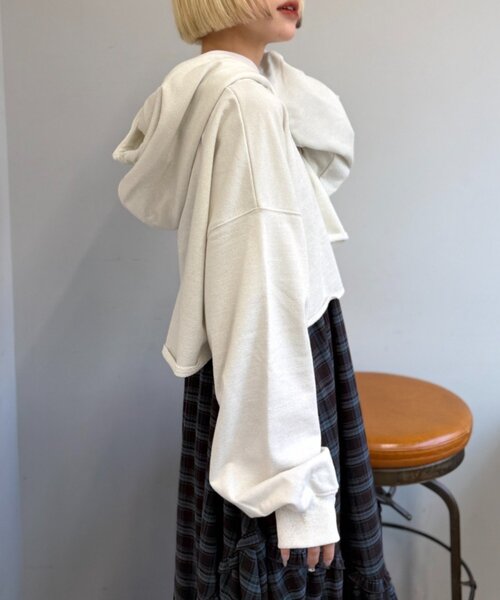 w closet（ダブルクローゼット）の「ラメショートパーカー（パーカー・レディース・アイボリー/グレー・FREE）」の5枚目の写真