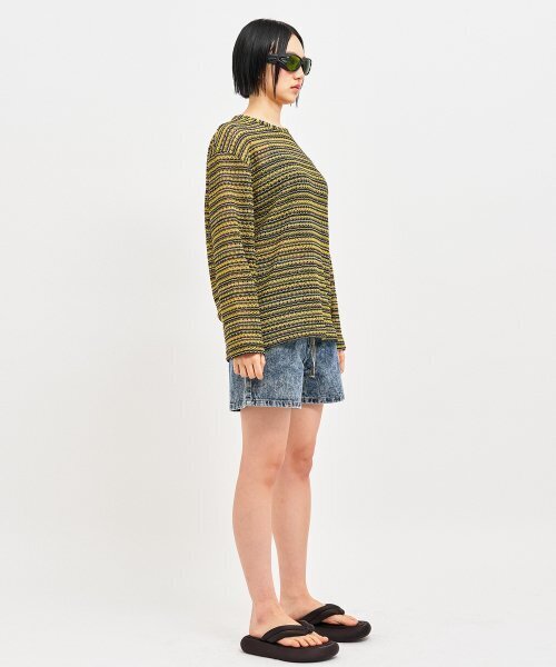 C WEAR BY THE GENIUS(シーウェアバイザジーニアス)の「オーバーサイズシースルークラフトニットプルオーバーイエロー(ニット/セーター・レディース・その他・size3/size1)」の2枚目の写真