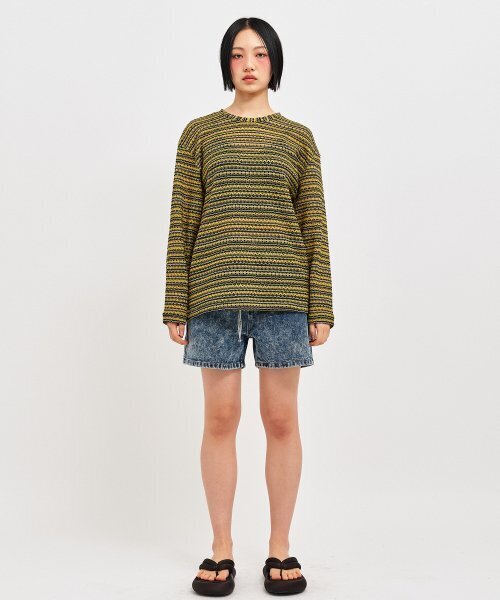 C WEAR BY THE GENIUS(シーウェアバイザジーニアス)の「オーバーサイズシースルークラフトニットプルオーバーイエロー(ニット/セーター・レディース・その他・size3/size1)」の4枚目の写真