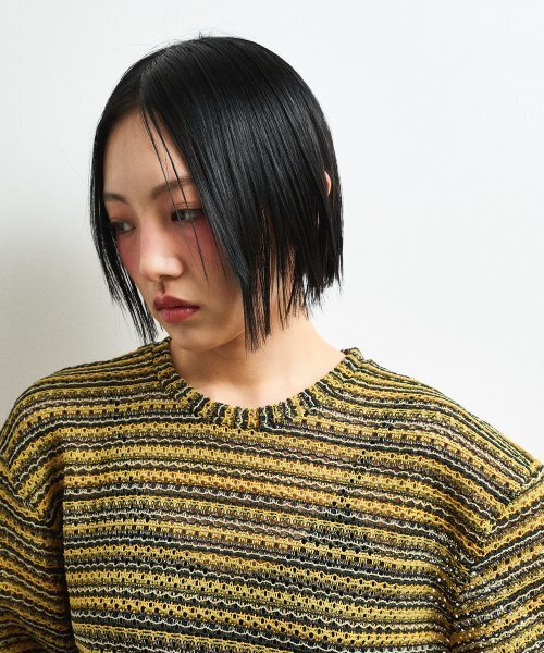 C WEAR BY THE GENIUS(シーウェアバイザジーニアス)の「オーバーサイズシースルークラフトニットプルオーバーイエロー(ニット/セーター・レディース・その他・size3/size1)」の5枚目の写真