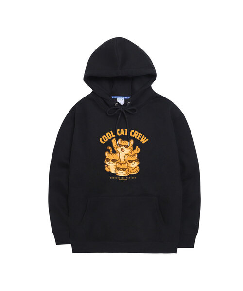 OHP（ワンハンドレッドパーセント）の「OHPxGOODD4 ニャンクラブ 裏起毛フードパーカー（パーカー・メンズ・ブラック/Beige/ダークグレー・4XL/3XL/M(95)/L/2XL/XL）」の2枚目の写真
