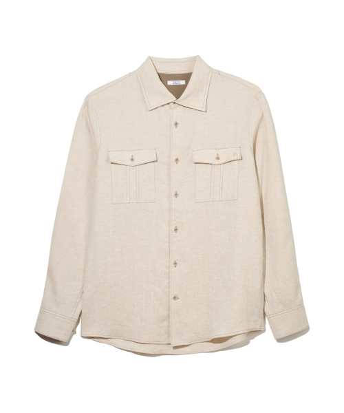 ZNO(ジーアンドオー)の「リネンベージュアウトポケットシャツ(シャツ/ブラウス・メンズ・その他・X-LARGE/LARGE)」の1枚目の写真