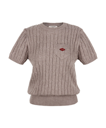 SAVE A DOG（セイブ ア ドッグ）の「Half Pocket Metal Badge Cable Knit_Beige（ニット/セーター）」