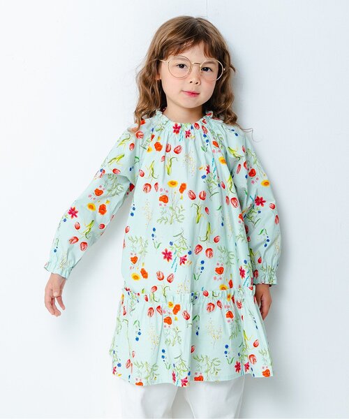 Boribon（ボリボン）の「ガーデンフラワードレス（ワンピース・キッズ・オフホワイト/サックスブルー・120/110/100/90/80）」の2枚目の写真