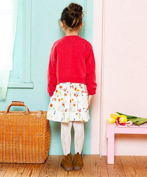 Boribon（ボリボン）の「ガーデンフラワードレス（ワンピース・キッズ・オフホワイト/サックスブルー・120/110/100/90/80）」の4枚目の写真