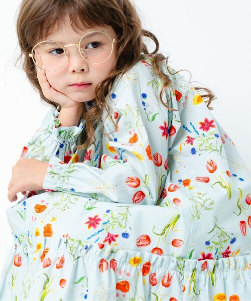 Boribon（ボリボン）の「ガーデンフラワードレス（ワンピース・キッズ・オフホワイト/サックスブルー・120/110/100/90/80）」の9枚目の写真