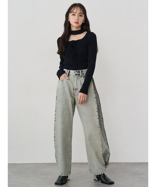 MURUA（ムルーア）の「スクエアポインテッドミュール（パンプス・レディース・グリーン/ブラック・24.5/23.5）」の4枚目の写真