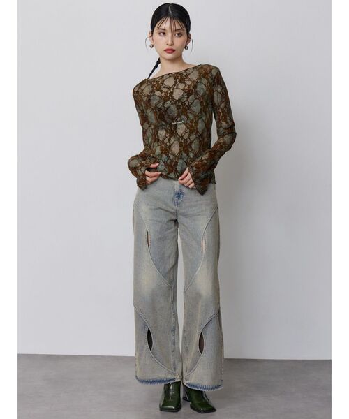 MURUA（ムルーア）の「スクエアポインテッドミュール（パンプス・レディース・グリーン/ブラック・24.5/23.5）」の21枚目の写真