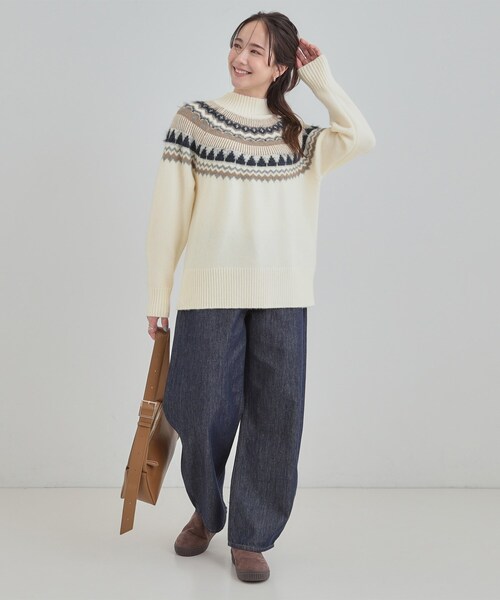 セール】【洗濯機可/S-LL】配色が大人かわいい フェアアイル柄求心