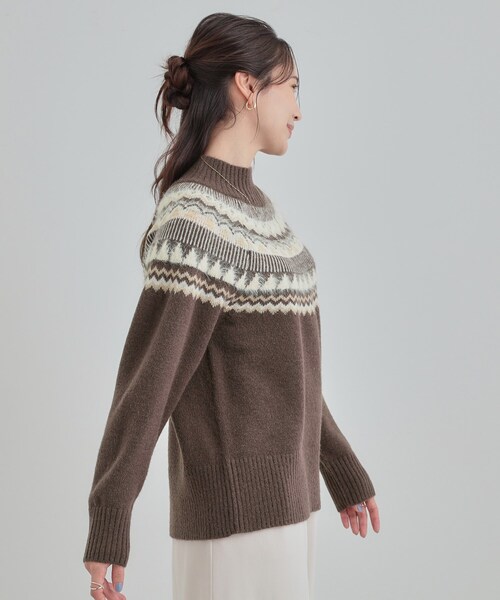 セール】【洗濯機可/S-LL】配色が大人かわいい フェアアイル柄求心