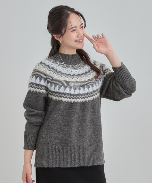 セール】【洗濯機可/S-LL】配色が大人かわいい フェアアイル柄求心