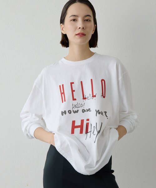 Whim Gazette(ウィムガゼット)の「ロゴロングスリーブTシャツ(Tシャツ/カットソー・レディース・オフホワイト/チャコールグレー・FREE)」の4枚目の写真