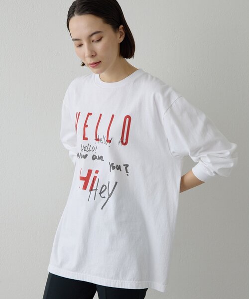 Whim Gazette(ウィムガゼット)の「ロゴロングスリーブTシャツ(Tシャツ/カットソー・レディース・オフホワイト/チャコールグレー・FREE)」の5枚目の写真