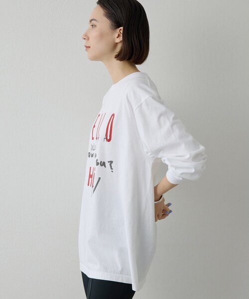 Whim Gazette(ウィムガゼット)の「ロゴロングスリーブTシャツ(Tシャツ/カットソー・レディース・オフホワイト/チャコールグレー・FREE)」の6枚目の写真