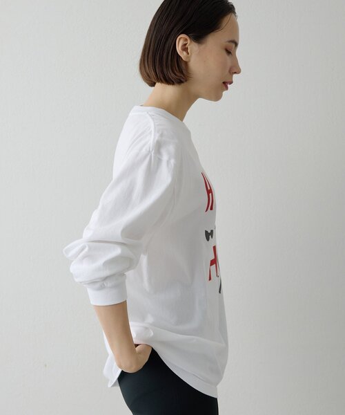 Whim Gazette(ウィムガゼット)の「ロゴロングスリーブTシャツ(Tシャツ/カットソー・レディース・オフホワイト/チャコールグレー・FREE)」の10枚目の写真