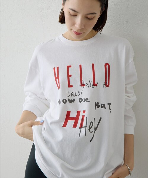 Whim Gazette(ウィムガゼット)の「ロゴロングスリーブTシャツ(Tシャツ/カットソー・レディース・オフホワイト/チャコールグレー・FREE)」の13枚目の写真