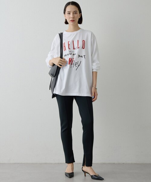 Whim Gazette(ウィムガゼット)の「ロゴロングスリーブTシャツ(Tシャツ/カットソー・レディース・オフホワイト/チャコールグレー・FREE)」の3枚目の写真