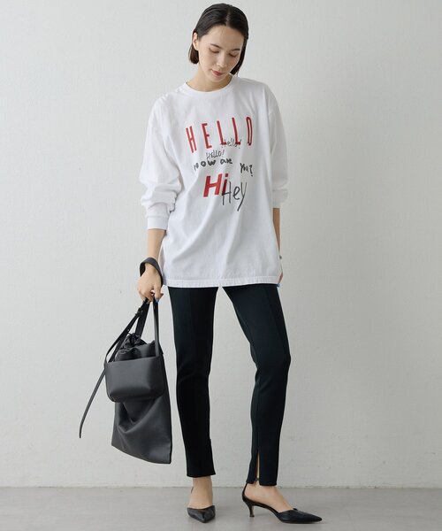 Whim Gazette(ウィムガゼット)の「ロゴロングスリーブTシャツ(Tシャツ/カットソー・レディース・オフホワイト/チャコールグレー・FREE)」の12枚目の写真