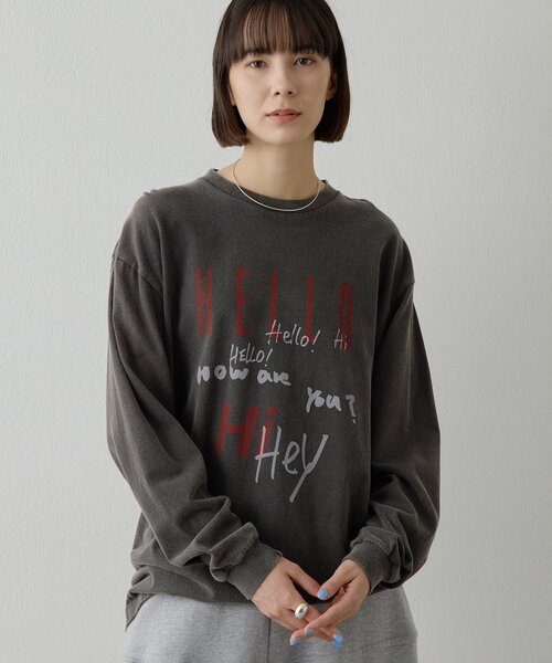 Whim Gazette(ウィムガゼット)の「ロゴロングスリーブTシャツ(Tシャツ/カットソー・レディース・オフホワイト/チャコールグレー・FREE)」の19枚目の写真