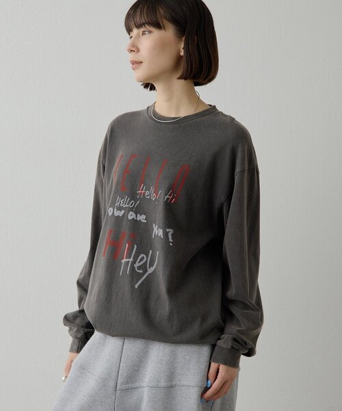 Whim Gazette(ウィムガゼット)の「ロゴロングスリーブTシャツ(Tシャツ/カットソー・レディース・オフホワイト/チャコールグレー・FREE)」の15枚目の写真