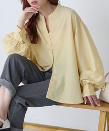 BONLECILL（ボンルシール）の「【UVカット率97%】ライトシアーオーバーボリュームスリーブ 涼しげ バンドカラーシャツ【纏うUVケア - ソルヴェール】（シャツ/ブラウス）」