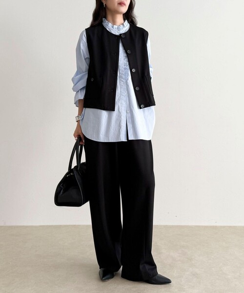 fredy emue(フレディエミュ)の「【セットアップ対応】ポンチノーカラージレ(ベスト・レディース・ブラック/チャコールグレー・38)」の19枚目の写真