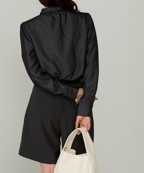 Cherir Mignon(シェリルミニョン)の「【Cherir Mignon】ビッグリボンボウタイシャツ(シャツ/ブラウス・レディース・ブルー/ブラック/ネイビー・FREE)」の12枚目の写真