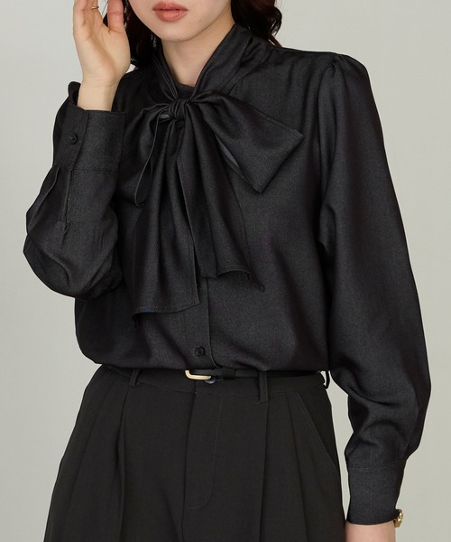 Cherir Mignon(シェリルミニョン)の「【Cherir Mignon】ビッグリボンボウタイシャツ(シャツ/ブラウス・レディース・ブルー/ブラック/ネイビー・FREE)」の15枚目の写真