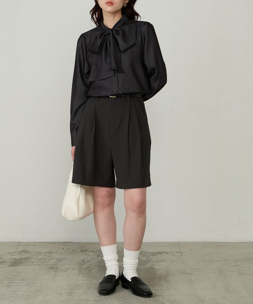 Cherir Mignon(シェリルミニョン)の「【Cherir Mignon】ビッグリボンボウタイシャツ(シャツ/ブラウス・レディース・ブルー/ブラック/ネイビー・FREE)」の16枚目の写真
