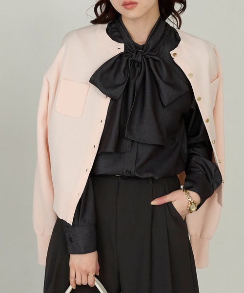 Cherir Mignon(シェリルミニョン)の「【Cherir Mignon】ビッグリボンボウタイシャツ(シャツ/ブラウス・レディース・ブルー/ブラック/ネイビー・FREE)」の20枚目の写真