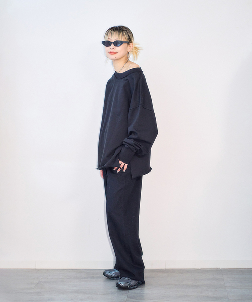 CITYSHOP（シティーショップ）の「URAKE SWEAT PULLOVER：スウェット（スウェット・レディース・ブラック/ホワイト・FREE）」の4枚目の写真