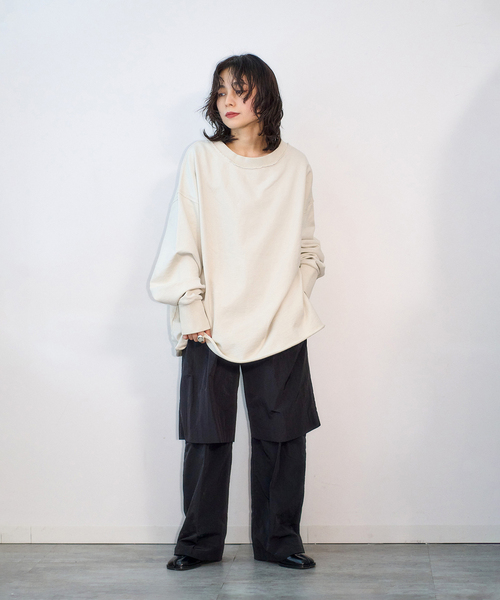 CITYSHOP（シティーショップ）の「URAKE SWEAT PULLOVER：スウェット（スウェット・レディース・ブラック/ホワイト・FREE）」の8枚目の写真