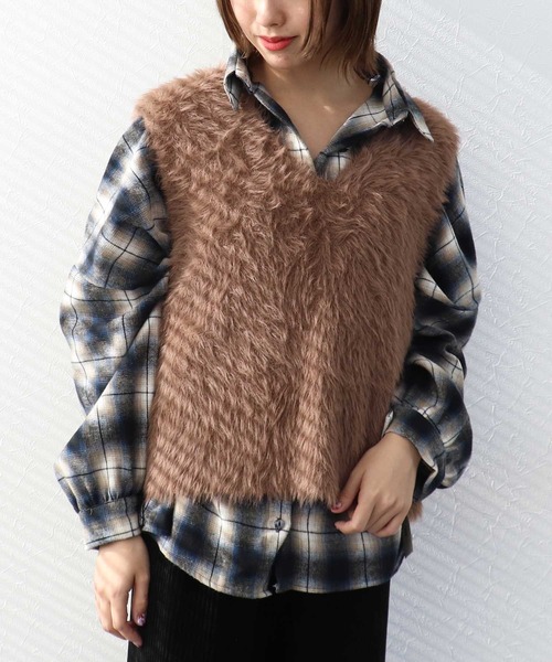 Three Four Time（ｽﾘｰﾌｫｰﾀｲﾑ）の「シャギーニットセットワンピース（ワンピース・レディース・ブラウン・FREE）」の5枚目の写真