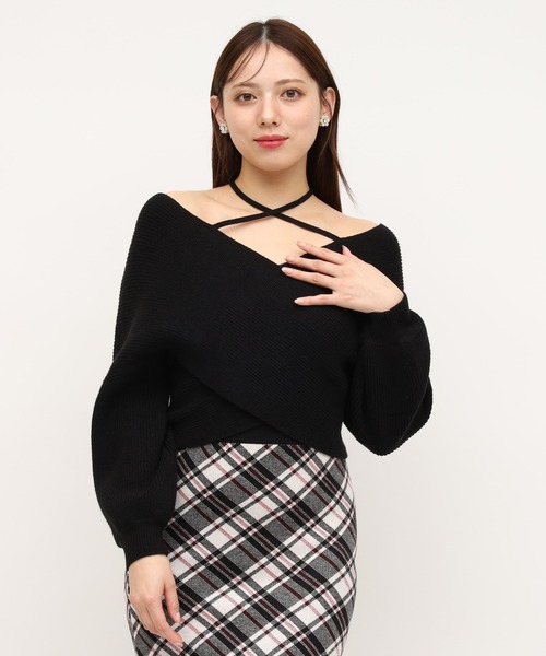 ROYAL PARTY（ロイヤルパーティー）の「フロントカシュクールニットトップス（ニット/セーター・レディース・ブラック/グレー/オフホワイト・FREE）」の11枚目の写真