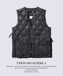 【TAION】ミリタリー VネックWジップ ダウンベスト-ソフトシェル / MILITARY V NECK W-ZIP DOWN VEST