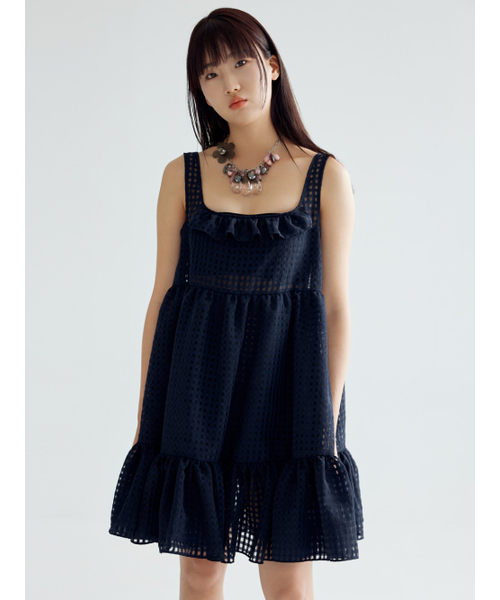 BOMNAL BOUTIQUE(ボムナルブティック)の「フリルミニドレス _ ネイビー(ワンピース・レディース・その他・SMALL/MEDIUM)」の3枚目の写真