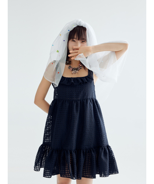 BOMNAL BOUTIQUE(ボムナルブティック)の「フリルミニドレス _ ネイビー(ワンピース・レディース・その他・SMALL/MEDIUM)」の4枚目の写真